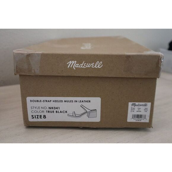 Madewell Women's Sz 8M Black Leather The Saige Double Strap Heeled Sandals - Picture 10 of 11